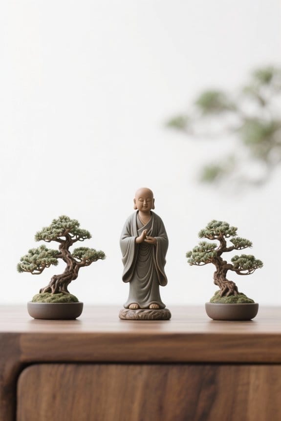 bonsai monk figurines tranquility